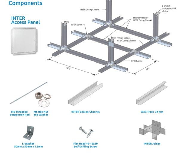 INTER Conceal Ceiling System diagram of components