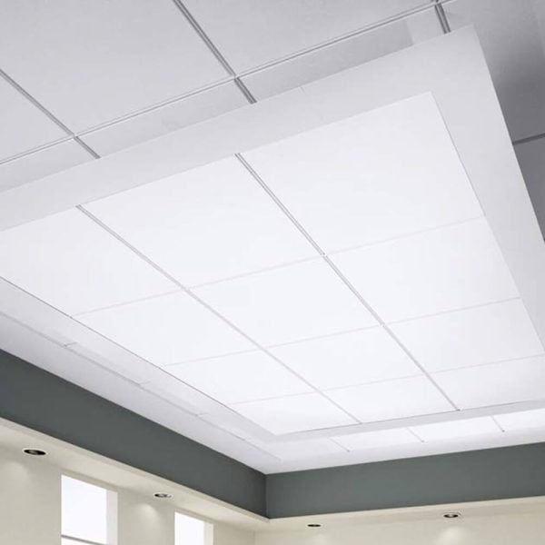 KNAUF Ceiling Armstrong Axiom Clouds ceiling canopy with Knife Edge perimeter trim design at a meeting room