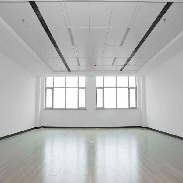 KNAUF Ceiling Armstrong Lay-in planks with global white micro perforated panel in dance studio room