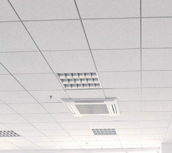 KNAUF Ceiling Armstrong Select exposed tee suspension system with white square ceiling tiles